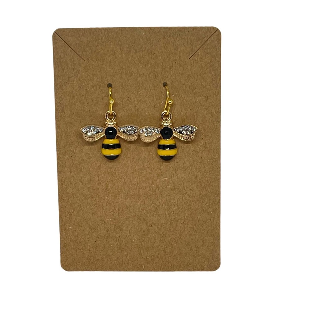 Honeybee Rhinestone Dangle Earrings - Hypoallergenic